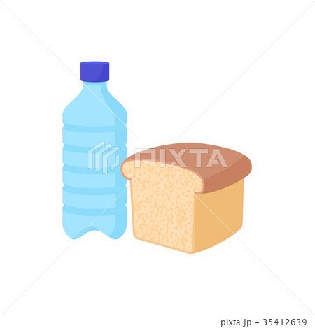 Bottle of water and bread icon, cartoon styleのイラスト素材 [35412639] - PIXTA