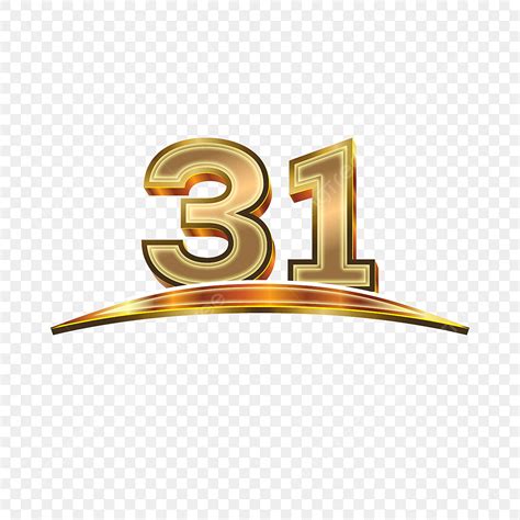 Number 31 Clipart PNG Images, 3d Golden Numbers 31 With Swoosh On ...