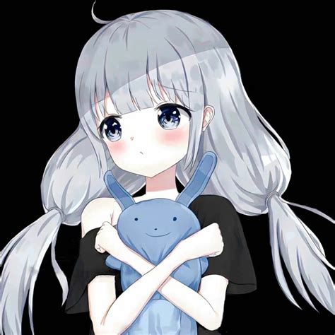 甜美女生头像抱花动漫