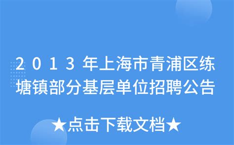 2013年上海市青浦区练塘镇部分基层单位招聘公告