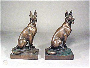Antique Bronze Dog Bookends Sculpture Signed Herzel | #15841831