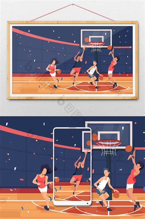 抽象运动员插画篮球比赛海报图片下载 - 觅知网