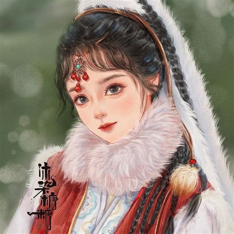 插画国风温柔头像女生