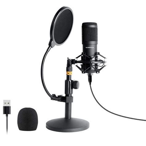 SOUNDTECH USB Microphone Condenser Stand Table Recording Streaming PC ...