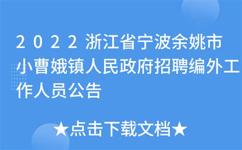 2022浙江省宁波余姚市小曹娥镇人民政府招聘编外工作人员公告