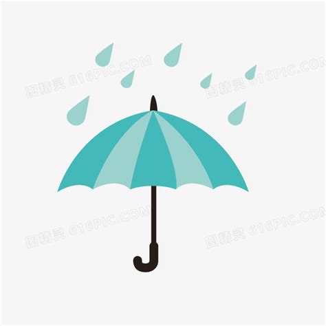 卡通蓝色雨伞雨滴图片免费下载_PNG素材_编号158ixr948_图精灵