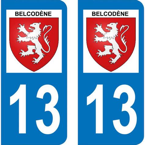 Sticker plaque immatriculation département Belcodène 13720