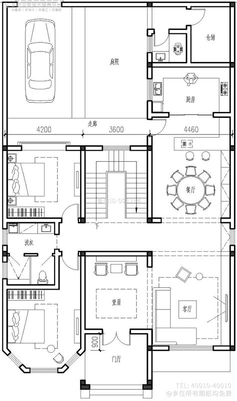 荆门市某社区570平双层砖混结构独栋别墅平面设计CAD图纸（含地下室）_独栋别墅_土木在线