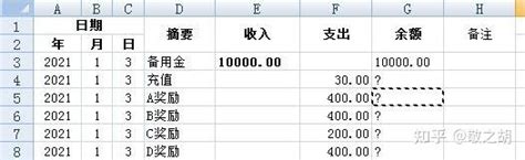 excel表格中如何自动求和G列减去F列支出的余额？ - 知乎