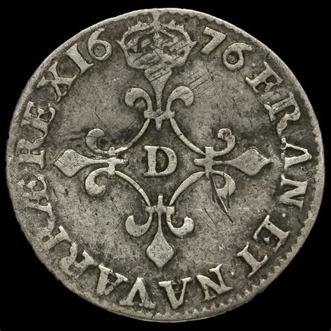 France 1676 Louis XIV Silver 4 Sols, Creased