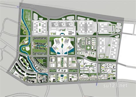 河源市物流园规划设计SU模型 - SU123模型网