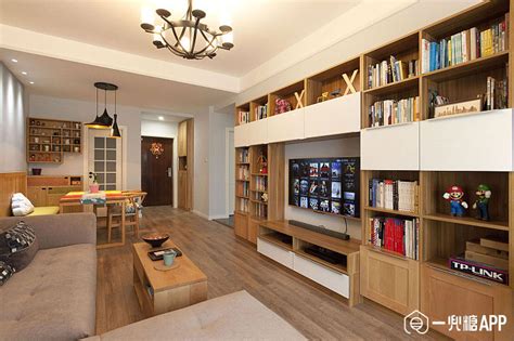 简约新中式三居装修设计，客厅沙发后面用屏风隔出一个书房！_装饰