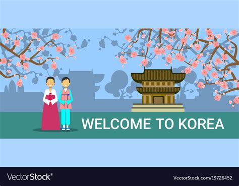Welcome to south korea banner korean coupe in Vector Image