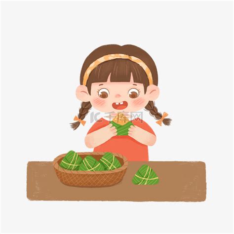 端午节女孩吃粽子端午习俗素材图片免费下载-千库网