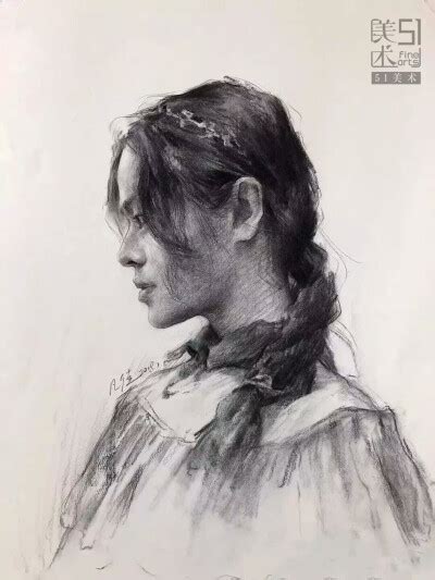 素描头像甜美女生
