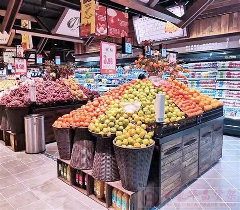 水果店货架 生鲜超市水果梯形中岛架 木质组合堆头展示架陈列架子-阿里巴巴
