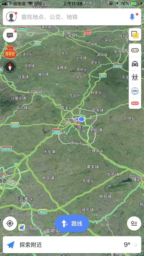 在高德地图、苹果地图的卫星图模式下，已清晰可见内江绕城高速 - 城市论坛 - 天府社区