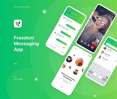 即时通信消息应用程序概念设计控件素材Freedom Messaging App UI Kit - 设计口袋