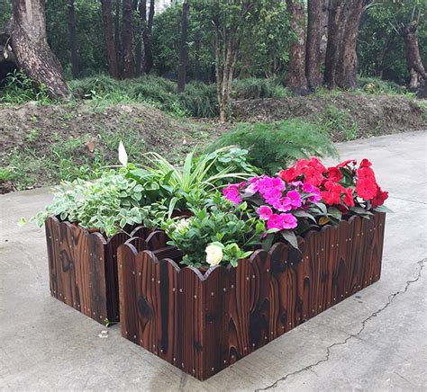 现货防腐木花箱碳化实木花盆木质花槽正方形阳台菜园花钵绿化工程-阿里巴巴