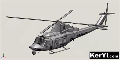Bell UH-1Y直升机模型3D图纸 Solidworks设计 – KerYi.net