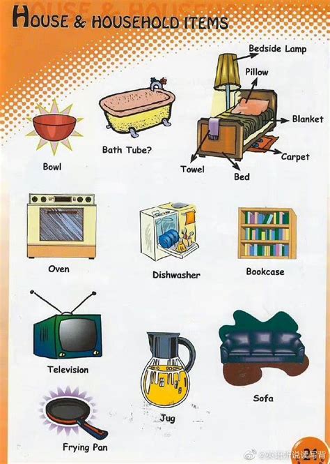 家居用品常用英语词汇图文对照