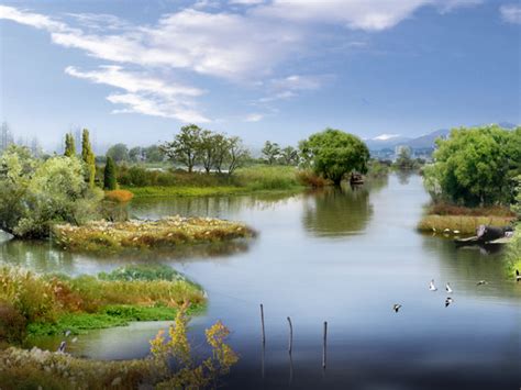 自然生态公园湿地景观效果图PSD源文件-配景素材-筑龙渲染表现论坛