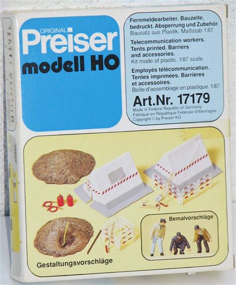 Preiser H0 17179 Fernmeldearbeiter + Bauzelte + Absperrung + Zubehör ...