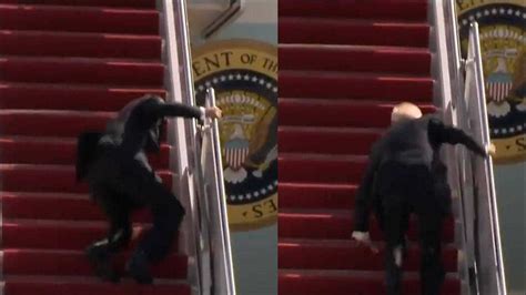 拜登在专机舷梯上连摔三次白宫回应：他很健康_腾讯视频