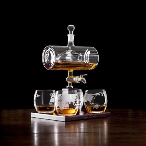 跨境销售优雅枪威士忌造型玻璃盛酒器 玻璃酒具套装 工艺酒瓶-阿里巴巴