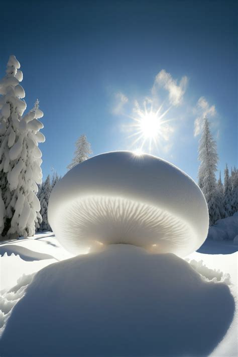 雪地中发现的巨大雪堆蘑菇 - 手机壁纸图片，壁纸图片