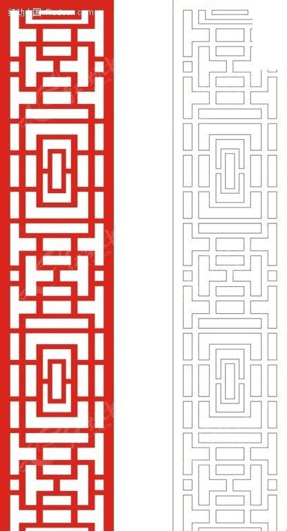 红色中式回折纹图案窗格镂空花纹CDR素材免费下载_红动中国