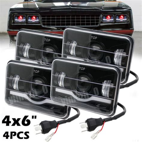 4pcs 4x6" LED Headlights Hi/Lo Beam for Chevy C10 C20 C30 Camaro EI ...