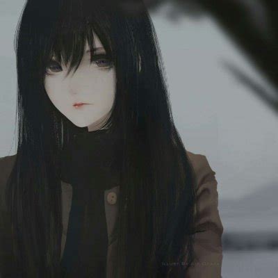 黑衣甜美女生头像动漫