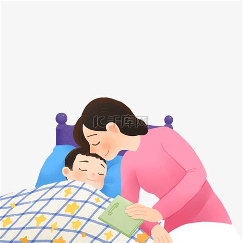 插画母亲哄小孩睡觉素材图片免费下载-千库网