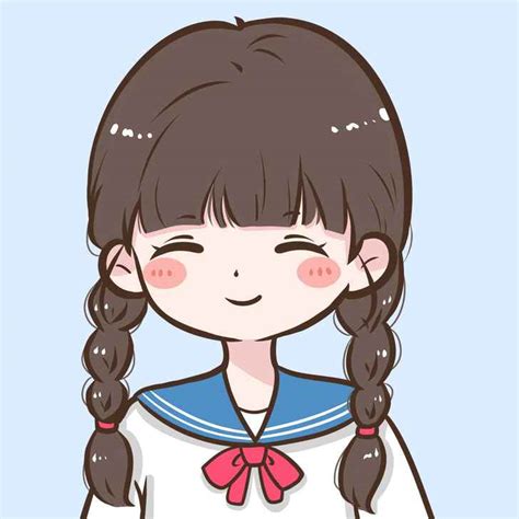 温柔低马尾头像手绘女生