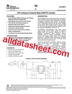 UCC28019 Datasheet(PDF) - Texas Instruments