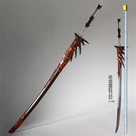 怪物猎人武器 雄火龙太刀飞龙刀1:1比例道具模型 塑料刀刃未开刃-淘宝网