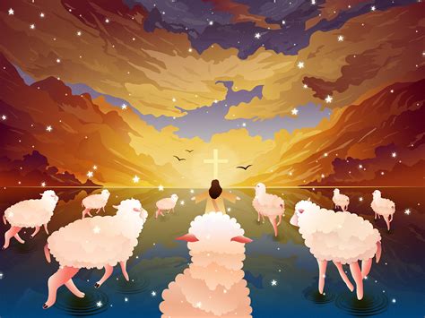 耶稣与羊|插画|商业插画|solair - 原创作品 - 站酷 (ZCOOL)