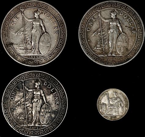 1898-1923年英国贸易银元站洋壹圆银币一组。四枚。GREAT BRITAIN. Quartet of Silver Issues (4 ...