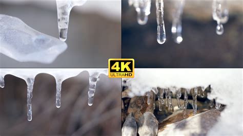 冬天冬季1080P冰雪融化冰川水流寒冷视频特效素材-千库网