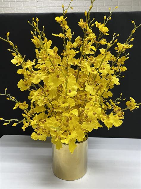 Flower Golden Showers artificial in a gold colored ceramic pot. AAA444 ...