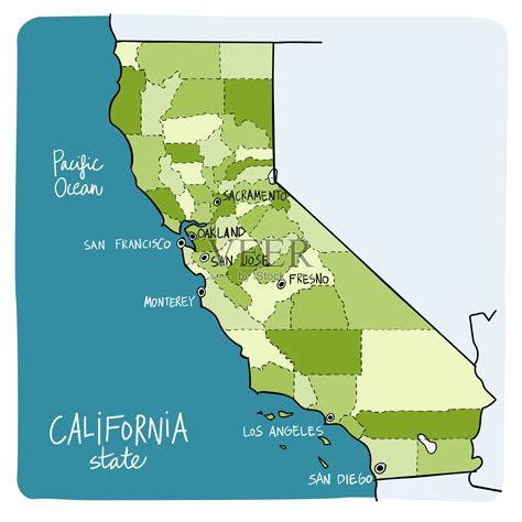 美国加州地图高清中文版_加利福尼亚 - 随意云