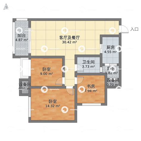 重庆市渝北区 天元道3室2厅1卫 91m²-v2户型图 - 小区户型图 -躺平设计家