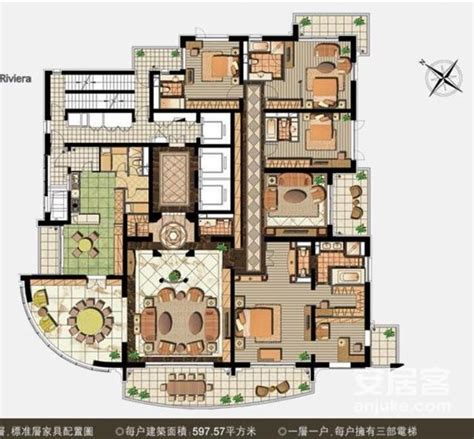 方案北京某高层二梯二住宅楼户型图（200平方米）-建筑施工图-筑龙建筑设计论坛