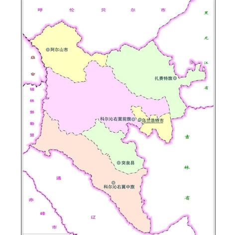 兴安盟旗县地图,兴安盟完整大图,内蒙古各个旗县_大山谷图库