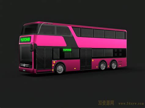 精细宇通双层客车模型 宇通纯电动公交车 BUS 双层巴士 公交车模型 宇通汽车 大客车模型- 3D资源网-国内最丰富的3D模型资源分享交流平台