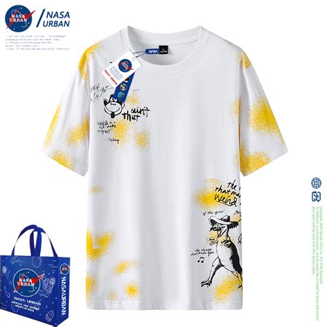 NASA URBAN联名款国潮牌纯棉宽松半袖t恤男女情侣装休闲针织短袖