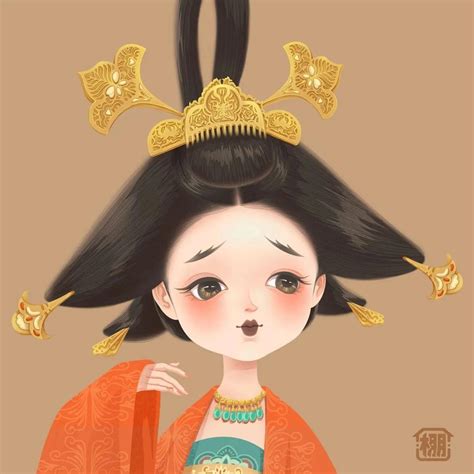 唐朝妆容甜美女生头像