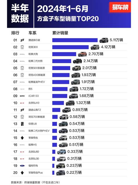 2024年1-6月&6月方盒子车型销量TOP20_捷途旅行者社区_易车社区