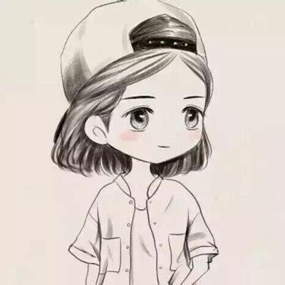 素描动漫甜美女生头像图片